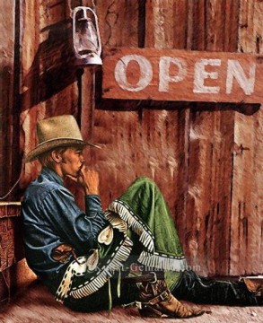 Betrachtung Cowboy Originale Westernkunst Ölgemälde